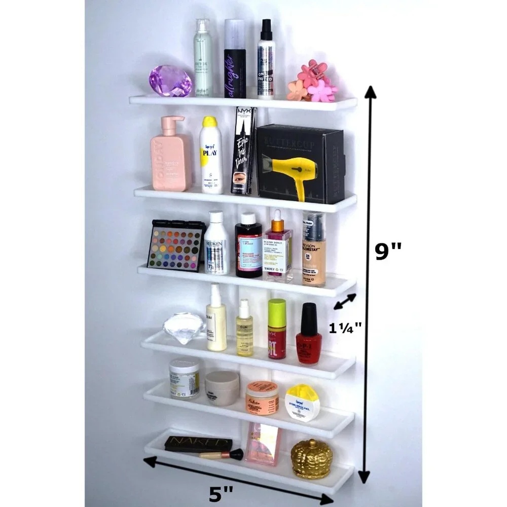 White Wall Mounted Display Shelf for Mini Brand Toys - 6 Shelves